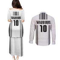 Fiji Rugby Warriors Couples Matching Puletasi and Long Sleeve Button Shirt Masi Tribal Pattern Go Champion 2024 LT03 - Polynesian Pride