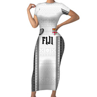 Fiji Rugby Warriors Short Sleeve Bodycon Dress Masi Tribal Pattern Go Champion 2024