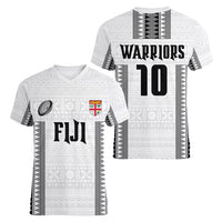 Fiji Rugby Warriors Women V-Neck T-Shirt Masi Tribal Pattern Go Champion 2024