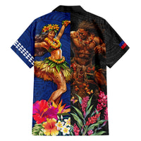Hawaii and Samoa Together Hawaiian Shirt Samoan Warrior and Beauty Hula Girl LT03 - Polynesian Pride
