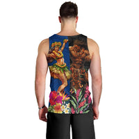 Hawaii and Samoa Together Men Tank Top Samoan Warrior and Beauty Hula Girl