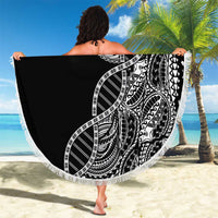 Samoan DNA Art Tattoo Beach Blanket Polynesian Pattern Black Color