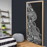 Samoan DNA Art Tattoo Door Cover Polynesian Pattern Black Color