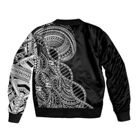 Samoan DNA Art Tattoo Sleeve Zip Bomber Jacket Polynesian Pattern Black Color LT03 - Polynesian Pride