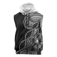 Samoan DNA Art Tattoo Sleeveless Zip Hoodie Polynesian Pattern Black Color LT03 Black - Polynesian Pride