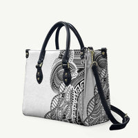 Samoan DNA Art Tattoo Leather Bag Polynesian Pattern White Color