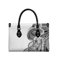 Samoan DNA Art Tattoo Leather Bag Polynesian Pattern White Color