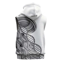 Samoan DNA Art Tattoo Sleeveless Hoodie Polynesian Pattern White Color LT03 - Polynesian Pride