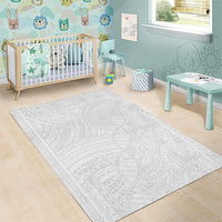 Samoan DNA Art Tattoo Area Rug Polynesian Pattern All White LT03 - Polynesian Pride