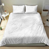 Samoan DNA Art Tattoo Bedding Set Polynesian Pattern All White