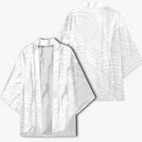 Samoan DNA Art Tattoo Kimono Polynesian Pattern All White
