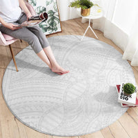Samoan DNA Art Tattoo Round Carpet Polynesian Pattern All White LT03 - Polynesian Pride