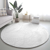 Samoan DNA Art Tattoo Round Carpet Polynesian Pattern All White LT03 - Polynesian Pride