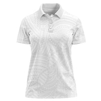 Samoan DNA Art Tattoo Women Polo Shirt Polynesian Pattern All White
