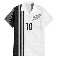 Custom New Zealand Football Hawaiian Shirt Silver Fern and Maori Tribal Black White Half Sporty Style