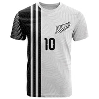 Custom New Zealand Football T Shirt Silver Fern and Maori Tribal Black White Half Sporty Style
