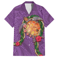 Hawaii Pikake and Maile Lei Family Matching Off Shoulder Short Dress and Hawaiian Shirt Honu Polynesian Pattern Pink Color LT03 Dad's Shirt - Short Sleeve Pink - Polynesian Pride