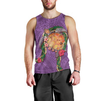 Hawaii Pikake and Maile Lei Men Tank Top Honu Polynesian Pattern Pink Color