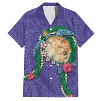 Hawaii Pikake and Maile Lei Family Matching Short Sleeve Bodycon Dress and Hawaiian Shirt Honu Polynesian Pattern Purple Color LT03 Dad's Shirt - Short Sleeve Purple - Polynesian Pride