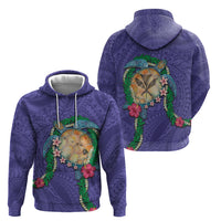Hawaii Pikake and Maile Lei Zip Hoodie Honu Polynesian Pattern Purple Color
