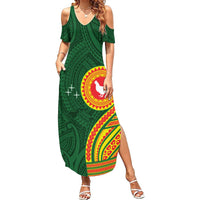 Manu'a Cession Day Summer Maxi Dress Polynesian Pattern