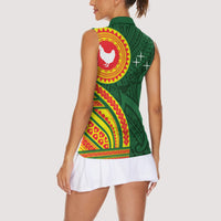 Manu'a Cession Day Women Sleeveless Polo Shirt Polynesian Pattern