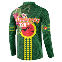Manu'a Cession Day 120th Anniversary Button Sweatshirt Polynesian Pattern and Hibiscus Flower