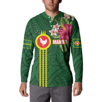 Manu'a Cession Day 120th Anniversary Button Sweatshirt Polynesian Pattern and Hibiscus Flower