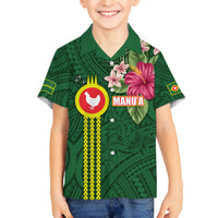 Manu'a Cession Day 120th Anniversary Hawaiian Shirt Polynesian Pattern and Hibiscus Flower