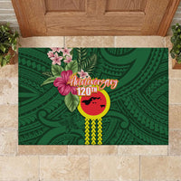 Manu'a Cession Day 120th Anniversary Rubber Doormat Polynesian Pattern and Hibiscus Flower