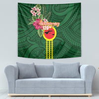 Manu'a Cession Day 120th Anniversary Tapestry Polynesian Pattern and Hibiscus Flower