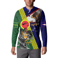 Manu'a Island and American Samoa Button Sweatshirt Rooster and Eagle Mascot