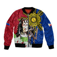 Philippines Lapu-Lapu Bomber Jacket Filipino Sun Tattoo With Yakan Pattern