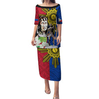 Philippines Lapu-Lapu Puletasi Filipino Sun Tattoo With Yakan Pattern LT03 Long Dress Red - Polynesian Pride