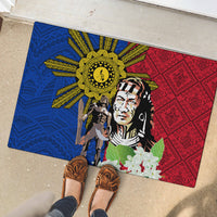 Philippines Lapu-Lapu Rubber Doormat Filipino Sun Tattoo With Yakan Pattern