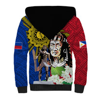 Philippines Lapu-Lapu Sherpa Hoodie Filipino Sun Tattoo With Yakan Pattern LT03 - Polynesian Pride