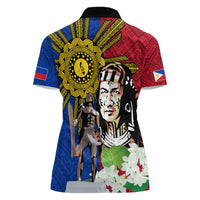 Philippines Lapu-Lapu Women Polo Shirt Filipino Sun Tattoo With Yakan Pattern