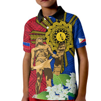 Philippines Lapu Lapu King Jasmine Flowers Kid Polo Shirt Filipino Sun Tattoo
