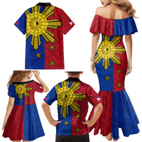 Philippines Sun Batok Tattoo Family Matching Mermaid Dress and Hawaiian Shirt Polynesian and Yakan Pattern