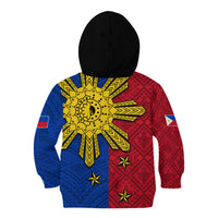 Philippines Sun Batok Tattoo Kid Hoodie Polynesian and Yakan Pattern