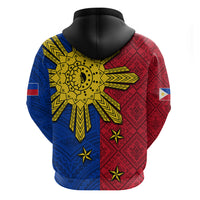Philippines Sun Batok Tattoo Zip Hoodie Polynesian and Yakan Pattern
