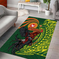Proud of Manu'a Islands Area Rug Rooster and Polynesian Art Wing Style