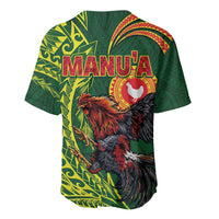 Proud of Manu'a Islands Baseball Jersey Rooster and Polynesian Art Wing Style