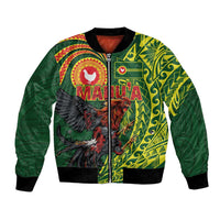Proud of Manu'a Islands Bomber Jacket Rooster and Polynesian Art Wing Style LT03 Unisex Green - Polynesian Pride