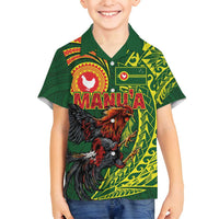 Proud of Manu'a Islands Family Matching Long Sleeve Bodycon Dress and Hawaiian Shirt Rooster and Polynesian Art Wing Style LT03 Son's Shirt Green - Polynesian Pride
