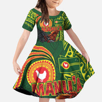 Proud of Manu'a Islands Family Matching Off Shoulder Maxi Dress and Hawaiian Shirt Rooster and Polynesian Art Wing Style