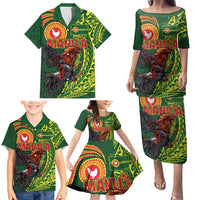 Proud of Manu'a Islands Family Matching Puletasi and Hawaiian Shirt Rooster and Polynesian Art Wing Style