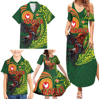 Proud of Manu'a Islands Family Matching Summer Maxi Dress and Hawaiian Shirt Rooster and Polynesian Art Wing Style