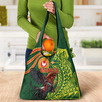 Proud of Manu'a Islands Grocery Bag Rooster and Polynesian Art Wing Style