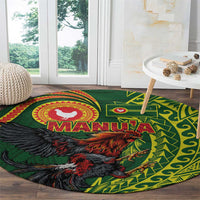 Proud of Manu'a Islands Round Carpet Rooster and Polynesian Art Wing Style